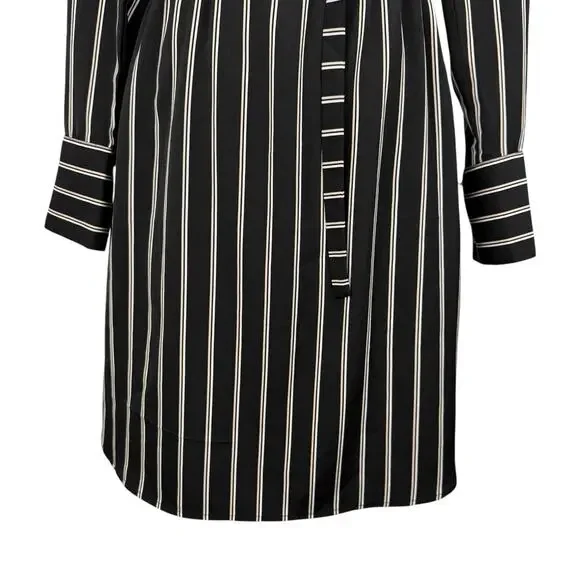 Black Striped Shirt Dress Knee Length Size 4 Young Professional Office Career - Picture 6 of 12